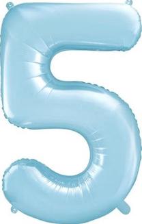 Folinis balionas skaičius PartyDeco Nr. 5 (86cm), šviesiai mėlyna sp.