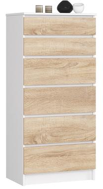 Komoda Akord K60, balta sp./sonoma ąžuolo sp., 130 cm x 40 cm x 60 cm