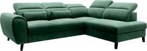 Kampinė sofa Noble Lukso 35, tamsiai žalia sp., dešininė, 201 x 255 cm x 100 cm