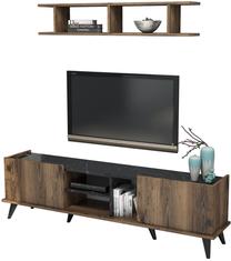 Sekcija Kalune Design Elegante 1332, juoda sp./riešuto sp., 34 cm x 180 cm x 52 cm