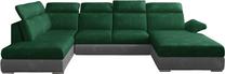 Kampinė sofa Evanell Kronos 19, Paros 05, pilka sp./tamsiai žalia sp., dešininė, 216 x 330 cm x 102 cm