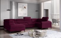 Kampinė sofa Escada Mat Velvet 68, tamsiai violetinė sp., kairinė, 200 x 330 cm x 98 cm