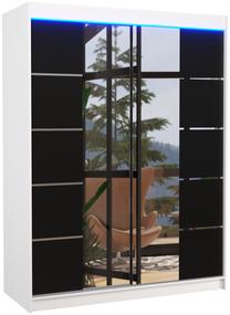Шкаф ADRK Nordic LED, белый цв./черный цв., 58 см x 150 см x 200 см, с зеркалом