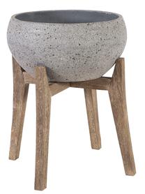Puķu pods Home4you Sandstone 71862, kompozītmateriāls/koks, Ø 47 cm, pelēka krās.