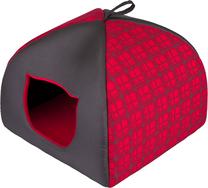 Kaķu māja Hobbydog Igloo R3 IGLCWK1, sarkana krās./pelēka krās., 49 cm x 49 cm