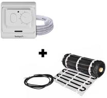 Šildymo kilimėlis Warmset Black + Non-Programmable Thermostat WTH71.36 08-00501, 0.5 m x 2 m, 1 m², 150 W