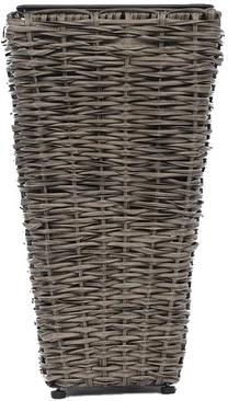 Gėlių vazonas OTE Flower Pot D022-W50, plastikinis/ratanas, 28 cm x 28 cm, Ø 28 cm, pilka sp.