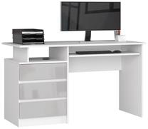 Rašomasis stalas su stalčiais Akord CLP, 135 cm x 60 cm, 77 cm, balta sp./sidabro sp.