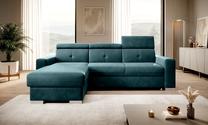 Kampinė sofa Fresia Lukso 39, tamsiai žalia sp., kairinė, 176 x 247 cm x 104 cm