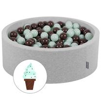 Бассейн с шариками KiddyMoon Foam Ball Pit Round 300 Balls, 90 см x 90 см, 300 шт, синий цв./коричневый цв.