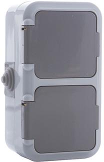 Розетка Okko Vika PA16-303, c заземлением, IP54, антрацитовый цв./серый цв.