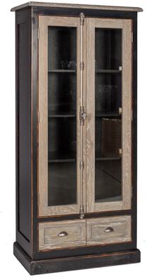 Vitrina Home4you Watson 11583, ąžuolo sp./juoda sp., 90 cm x 45 cm x 180 cm