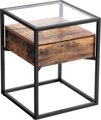 Kavos staliukas Songmics, ruda sp./juoda sp., 43 cm x 43 cm x 54 cm