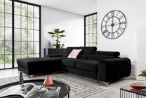 Kampinė sofa Grayson Velvetmat 10, juoda sp., kairinė, 205 x 278 cm x 92 cm