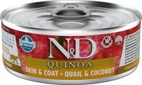 Mitrā kaķu barība Farmina N&D Quinoa Skin & Coat Quail & Coconut, paipala, 0.08 kg