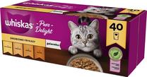 Mitrā kaķu barība Whiskas Pure Delight, vistas gaļa/tītara gaļa/pīles gaļa, 0.085 kg x 40 gab.