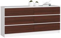 Komoda Akord K160, balta sp./riešuto sp., 77 cm x 160 cm x 40 cm