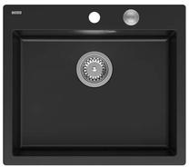 Virtuves izlietne Quadron Morgan 110, granīts, 57 cm x 50 cm x 22 cm, melns krās./nerūsējošā tērauda krās.
