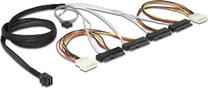 Vads Delock SFF-8643 to 4 x SAS SFF-8643, SAS SFF-8482 / 4 pin Molex x 4, 1 m, melna krās.