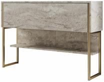 Konsoles galds Kalune Design Luxe, zelta krās./travertine krās., 30 cm x 120 cm x 80 cm