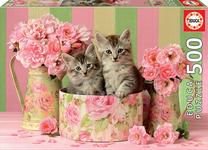Dėlionė Educa Kittens With Roses 17960, 34 cm x 48 cm, 500 vnt., įvairių spalvų