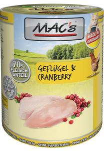 Šlapias kačių maistas Mac's Tins Poultry & Cranberry, vištiena, 0.4 kg