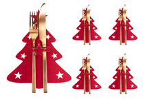 Ziemassvētku galda piederumu futrālis Christmas tree, 21 cm x 17 cm, sarkana krās., 4 gab.