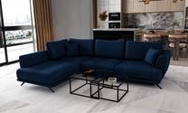Kampinė sofa Larde Velvetmat 40, tamsiai mėlyna sp., kairinė, 191 x 276 cm x 90 cm