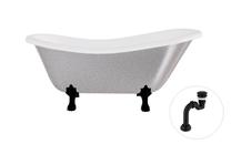 Vonia, laisvai pastatoma Besco Otylia Glam, 170 cm x 77 cm x 68.5 cm, ovalas, balta sp./sidabro sp.