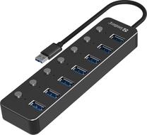USB sadalītājs Sandberg USB 3.0 Hub 7 Ports 134-33 USB male, 7 x USB female, 0.24 m, melna krās.