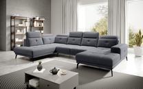 Kampinė sofa Bretan Savoi 6, tamsiai pilka sp., kairinė, 205 x 350 cm x 107 cm