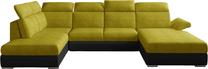 Kampinė sofa Evanell Omega 68, Soft 11, geltona sp., dešininė, 216 x 330 cm x 102 cm