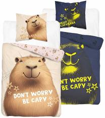 Vaikiškas patalynės užvalkalų komplektas Glow In The Dark Capybara PPE-168, įvairių spalvų/rusva sp., 160 x 200 cm