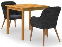 Āra mēbeļu komplekts VLX Dining 3 PIece Set, melns krās./brūns krās./tumši pelēka krās., 2 sēdvietas