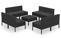 Āra mēbeļu komplekts VLX Garden Lounge Set, melns krās., 8 sēdvietas