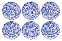 Lėkščių rinkinys pietų Hermia Blue Wave, 25.5 cm x 25.5 cm x 2.5 cm, mėlyna sp./balta sp.