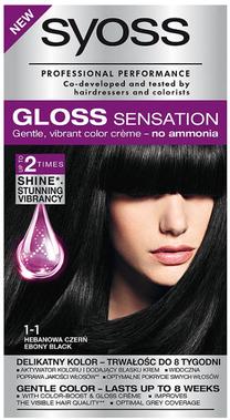 Matu krāsa Syoss Gloss Sensation, ebony black krās., Ebony Black 1-1, 115 ml