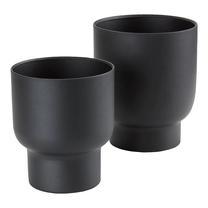 Gėlių vazonas House Nordic Fulda 9001119, metalas, 16 cm x 16 cm, Ø 16 cm, juoda sp., 2 vnt.