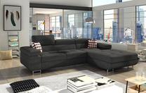Kampinė sofa Armando Kronos 07, Zigzag 60, juoda sp., dešininė, 205 x 280 cm x 90 cm
