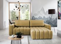 Kampinė sofa Bonett Solar 45, geltona sp., dešininė, 175 x 250 cm x 92 cm