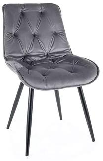 Ēdamistabas krēsls Cherry II Velvet, matēts, pelēka krās., 61 cm x 53 cm x 88 cm