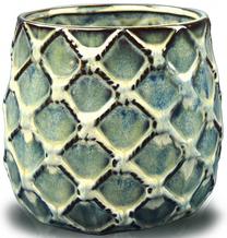 Gėlių vazonas Polnix Vintage Rhombus 997744, keramika, Ø 15 cm, smėlio sp./žalia sp.