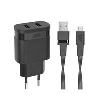 Telefono įkroviklis Rivacase Rivapower Dual USB, USB/AC/DC, juoda sp.