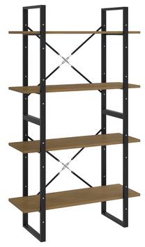 Pastatoma lentyna VLX 4-Tier Book Cabinet 806465, ruda sp./juoda sp., 140 cm x 30 cm x 80 cm