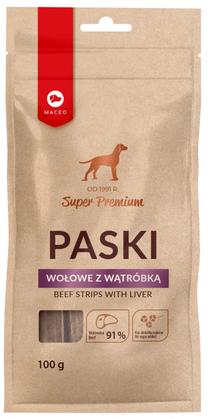 Лакомство для собак Maced Super Premium Beef Strips With Liver, говядина, 0.1 кг