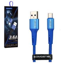 Telefono įkroviklis Somostel SMS-BW06, Micro USB/USB Type A, 100 cm, mėlyna sp.