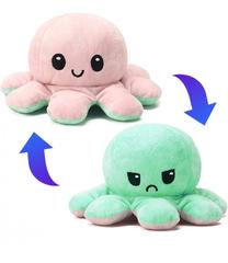 Mīkstā rotaļlieta Emotion Octopus, zaļa krās./rozā krās., 10 cm
