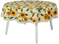 Staltiesė apvali Home4you Loneta, geltona/žalia, 170 x 170 cm