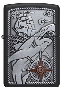 Šķiltava Zippo Ship Shark Emblem 48120, sudraba krās.