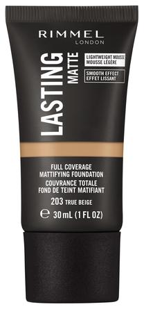 Skystas makiažo pagrindas Rimmel London Lasting Matte, smėlio sp., 203 true beige, 30 ml